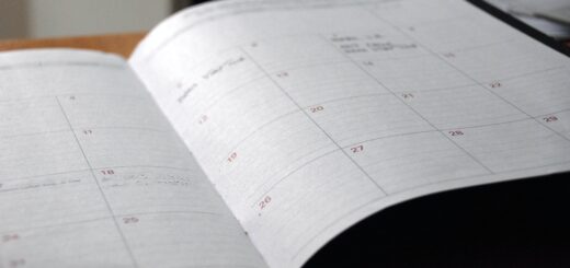 An bound but open daily calendar with plenty of space for notes.