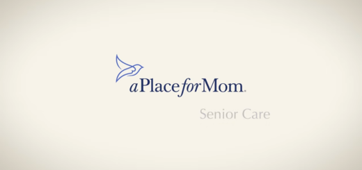 A Place for Mom logo in blue over a cream background.